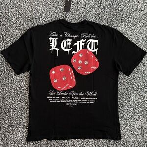Men’s Left Point T-Shirt, Dice Tee, Black, NWT